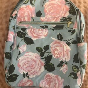 Source Unknown Gray and Pink Floral Backpack